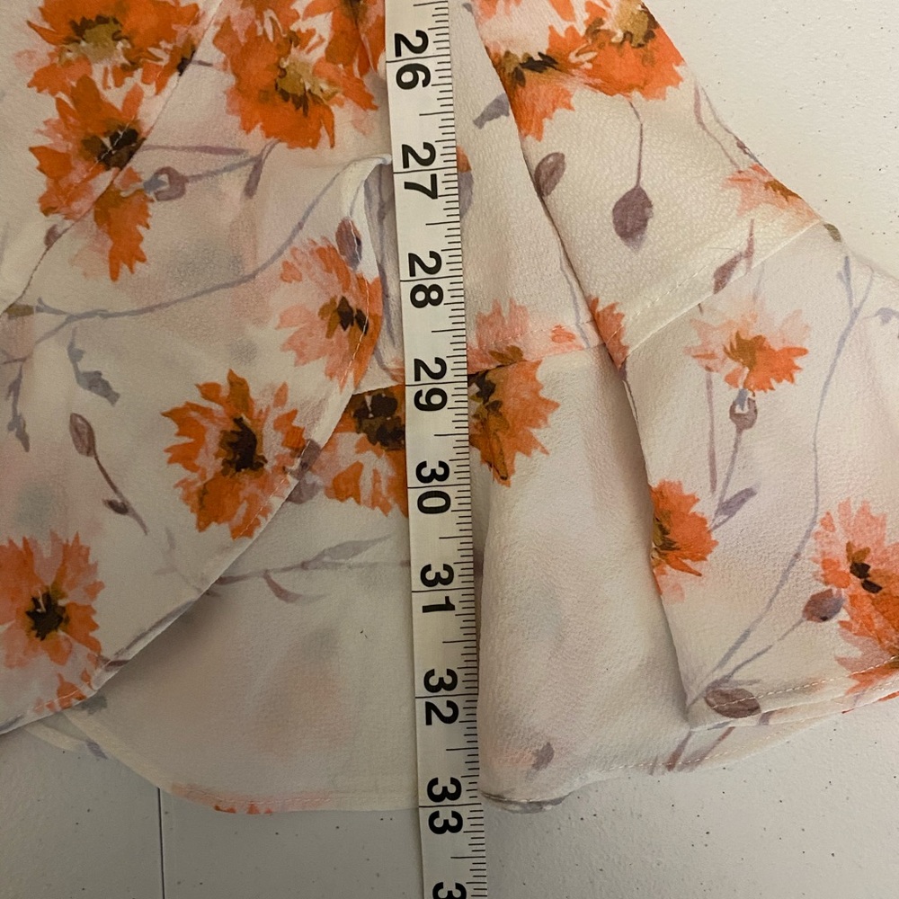 Floral wrap dress with ruffle sleeves